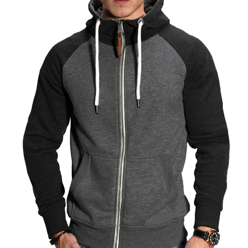 Heren Hoodie met Rits - Sportief & Comfortabel - Donkergrijs
