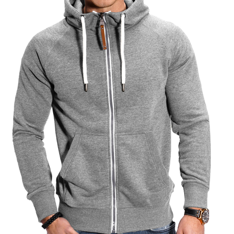 Heren Hoodie met Rits - Sportief & Comfortabel - Grijs 2