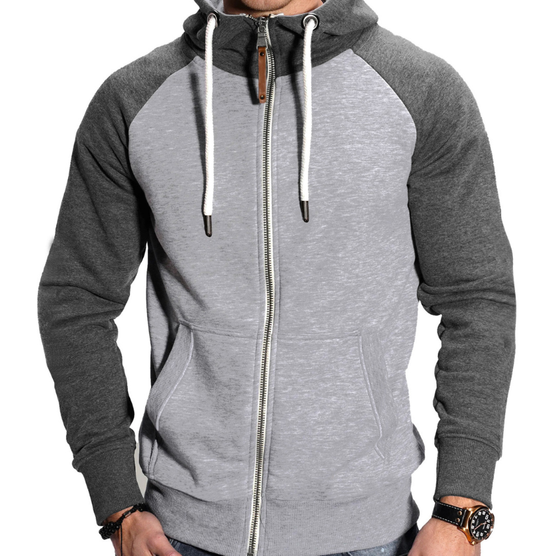 Heren Hoodie met Rits - Sportief & Comfortabel - Grijs