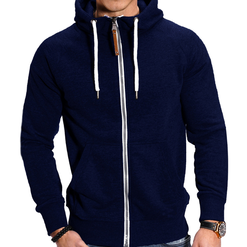 Heren Hoodie met Rits - Sportief & Comfortabel - Marineblauw