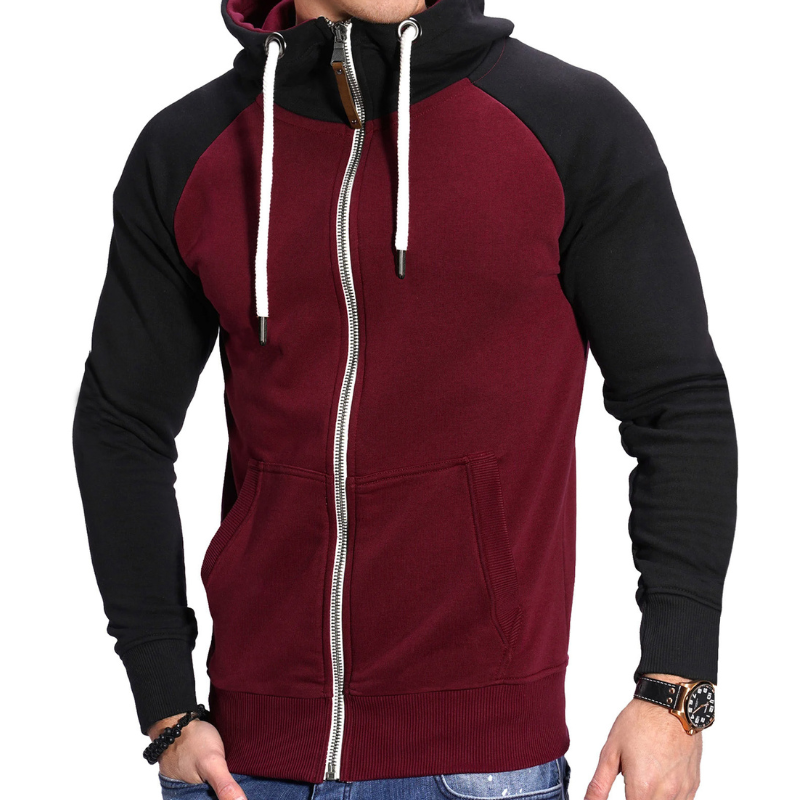 Heren Hoodie met Rits - Sportief & Comfortabel - Rood