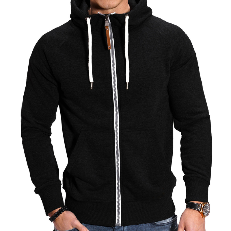 Heren Hoodie met Rits - Sportief & Comfortabel - Zwart 2