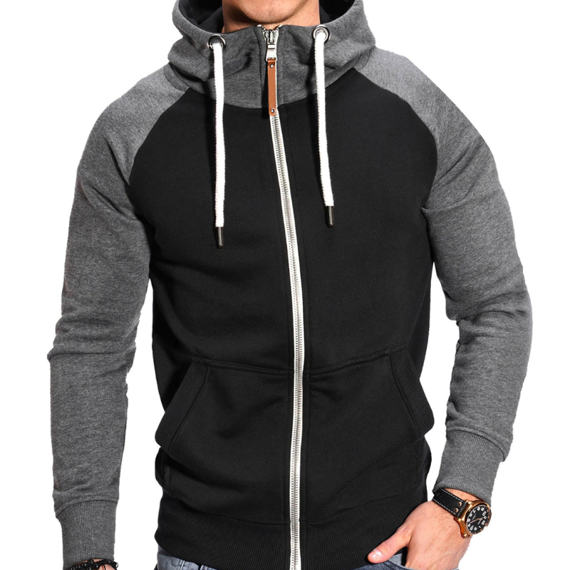 Heren Hoodie met Rits - Sportief & Comfortabel - Zwart