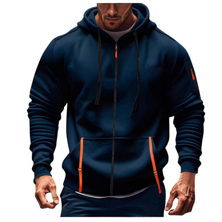 Heren Hoodie met Ritssluiting - Sportief & Comfortabel - Blauw