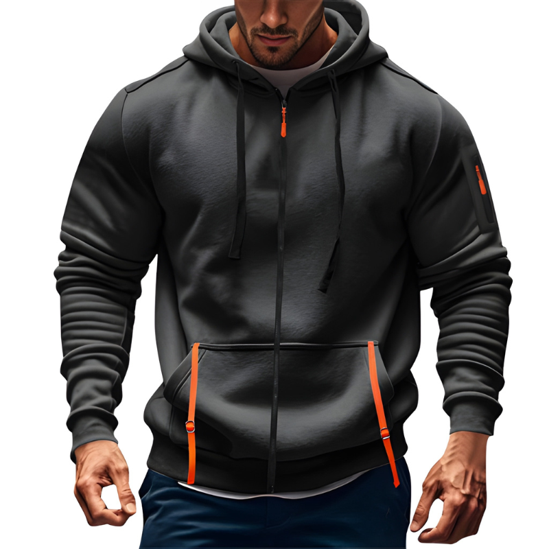 Heren Hoodie met Ritssluiting - Sportief & Comfortabel - Donkergrijs