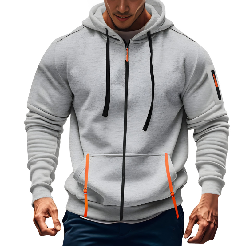 Heren Hoodie met Ritssluiting - Sportief & Comfortabel - Grijs