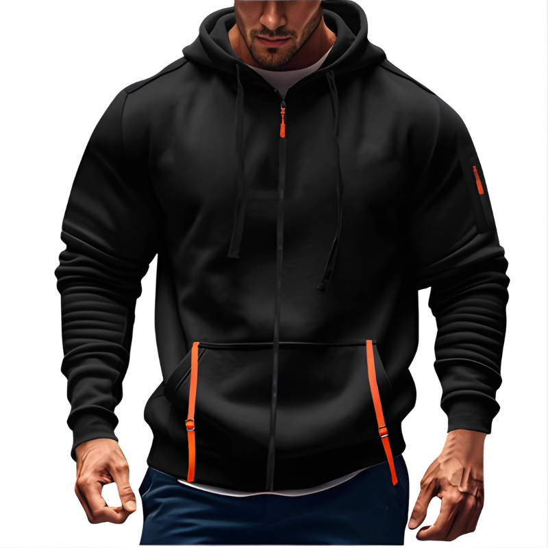 Heren Hoodie met Ritssluiting - Sportief & Comfortabel - Zwart