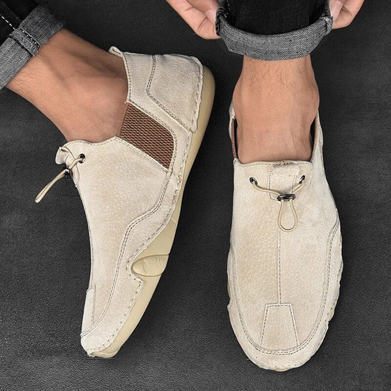 Heren Instapschoenen met Elastische Veters - Antislip Zool - Beige