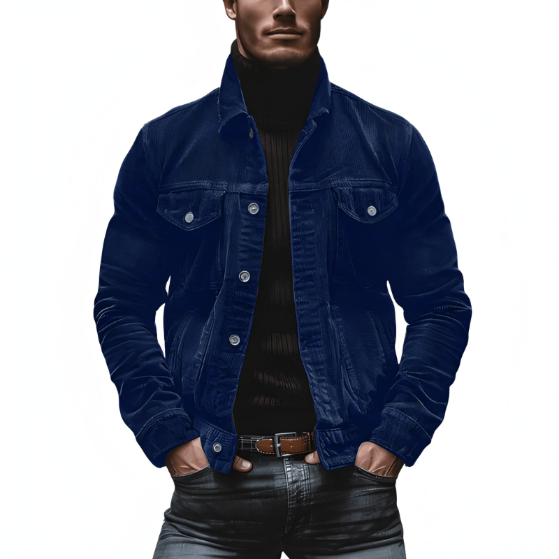 Heren Jack met Knopen - Slim Fit Casual - Blauw