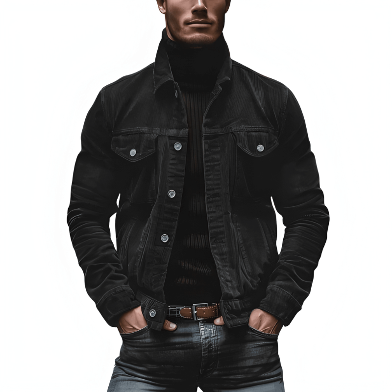 Heren Jack met Knopen - Slim Fit Casual - Zwart