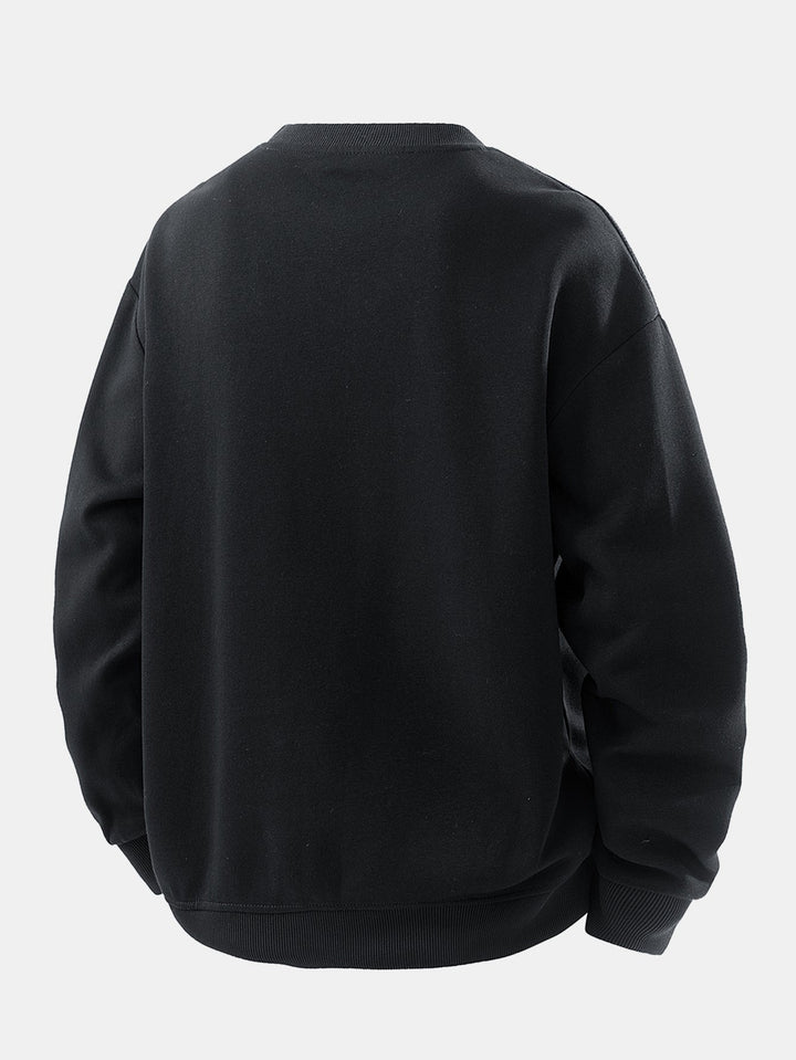 Heren Jacquard Sweatshirt met Borstpocket - Relaxed Fit Crew Neck