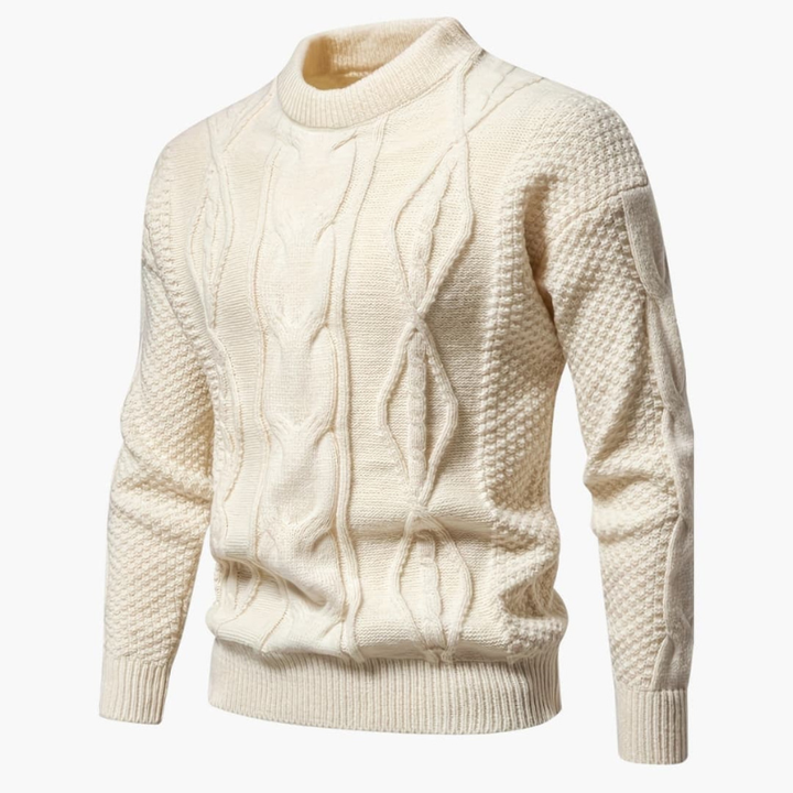 Heren Kabelpatroon Trui Ronde Hals - Klassiek - Beige