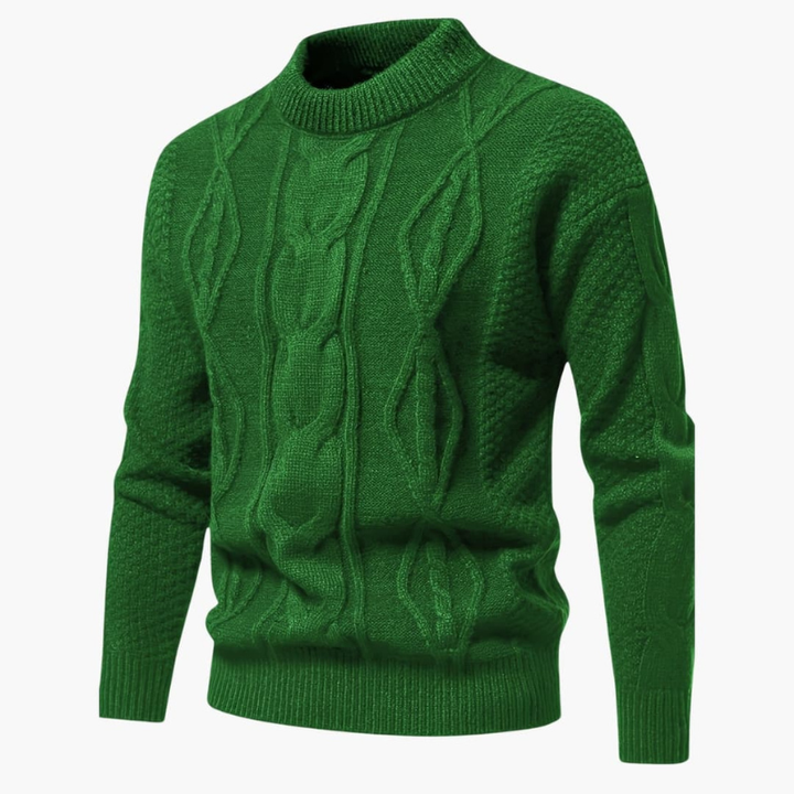 Heren Kabelpatroon Trui Ronde Hals - Klassiek - Groen