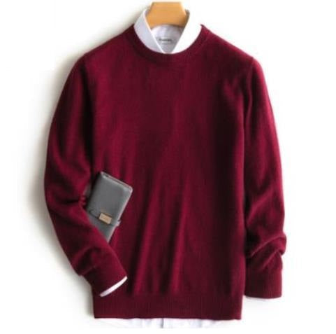 Heren kasjmier trui met ronde hals - Klassieke elegantie - Rood