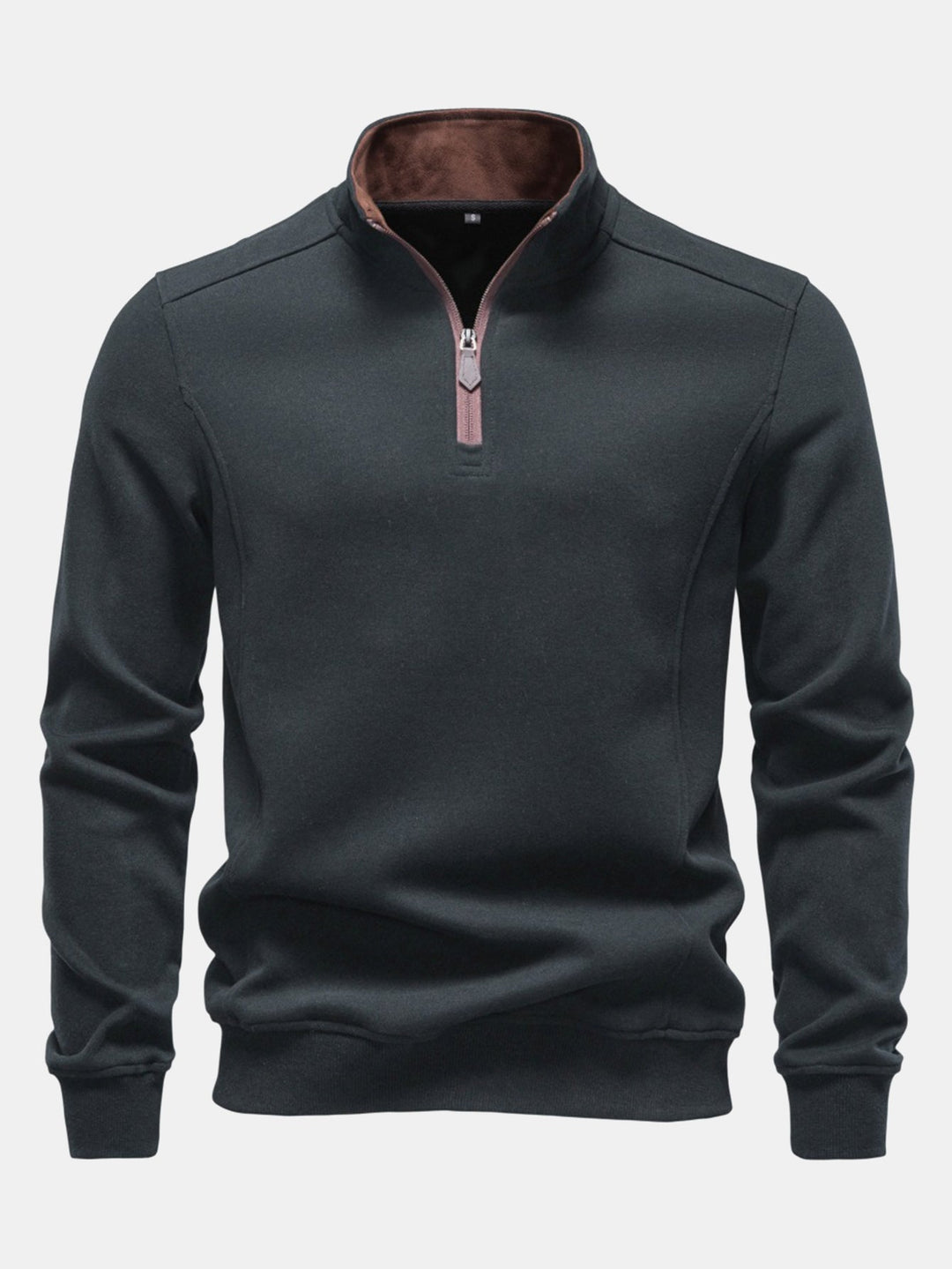 Heren Katoen Blend Quarter Zip Sweatshirt in donkergrijs, Casual Pullover