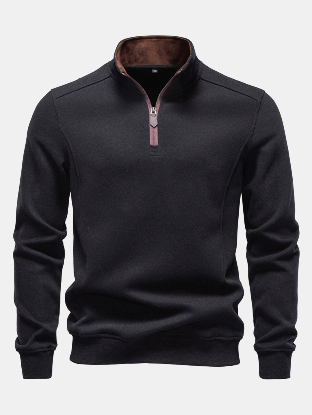 Heren Katoen Blend Quarter Zip Sweatshirt in zwart, Casual Pullover
