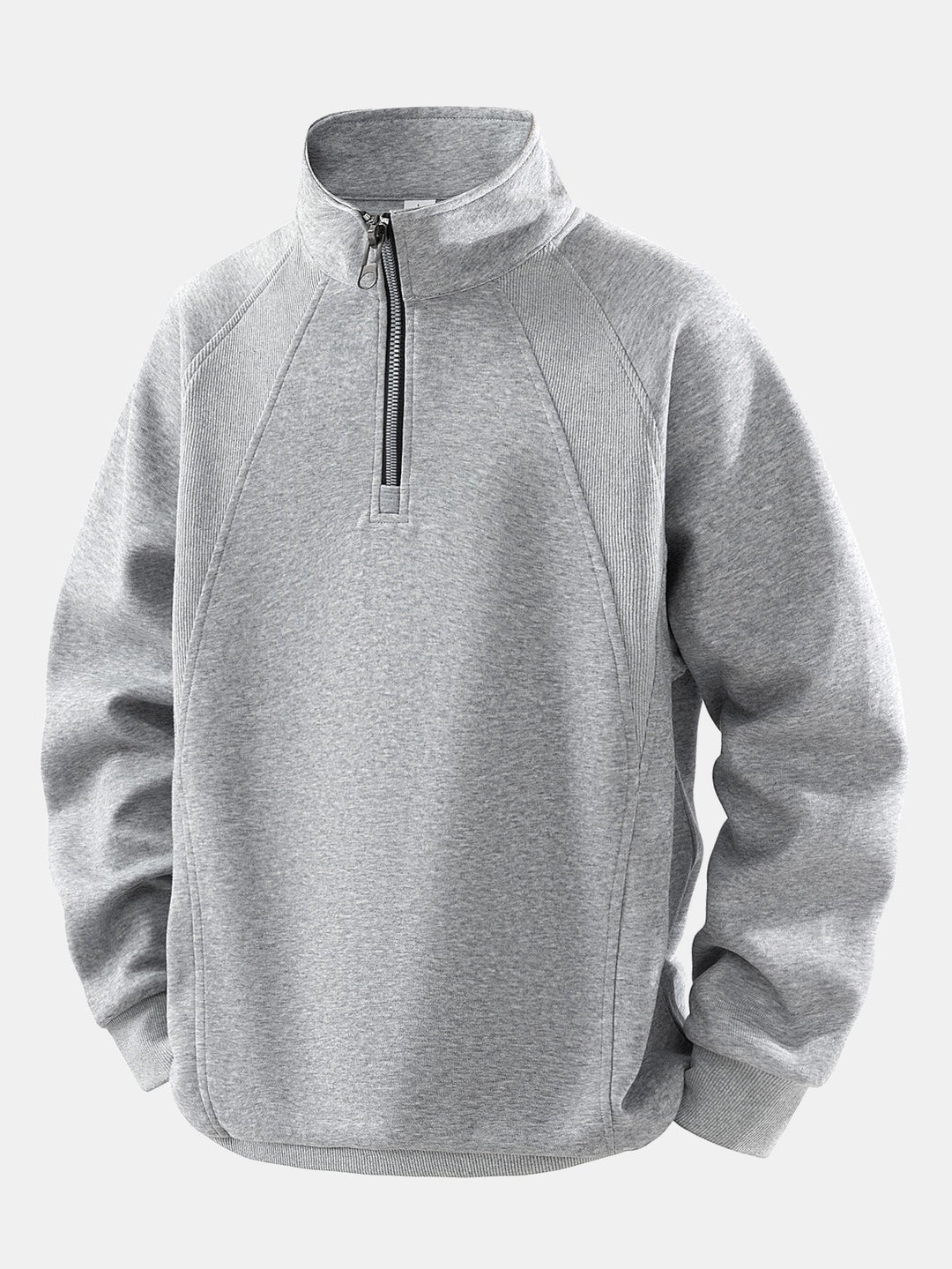 Heren Katoen Blend Quarter Zip Sweatshirt in grijs, Casual Relaxed Fit