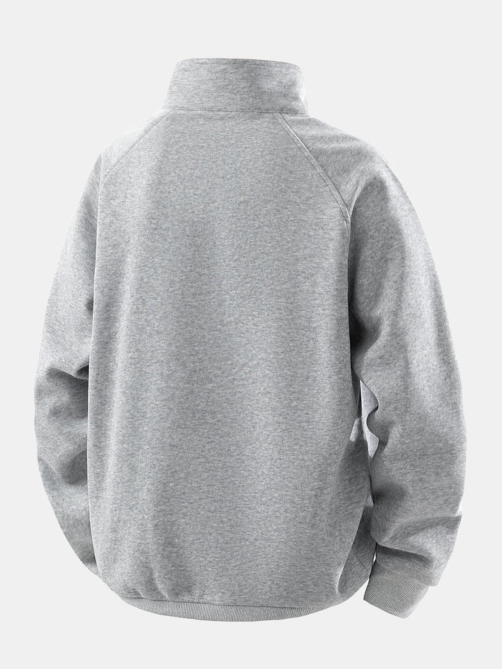 Heren Katoen Blend Quarter Zip Sweatshirt - Casual Relaxed Fit