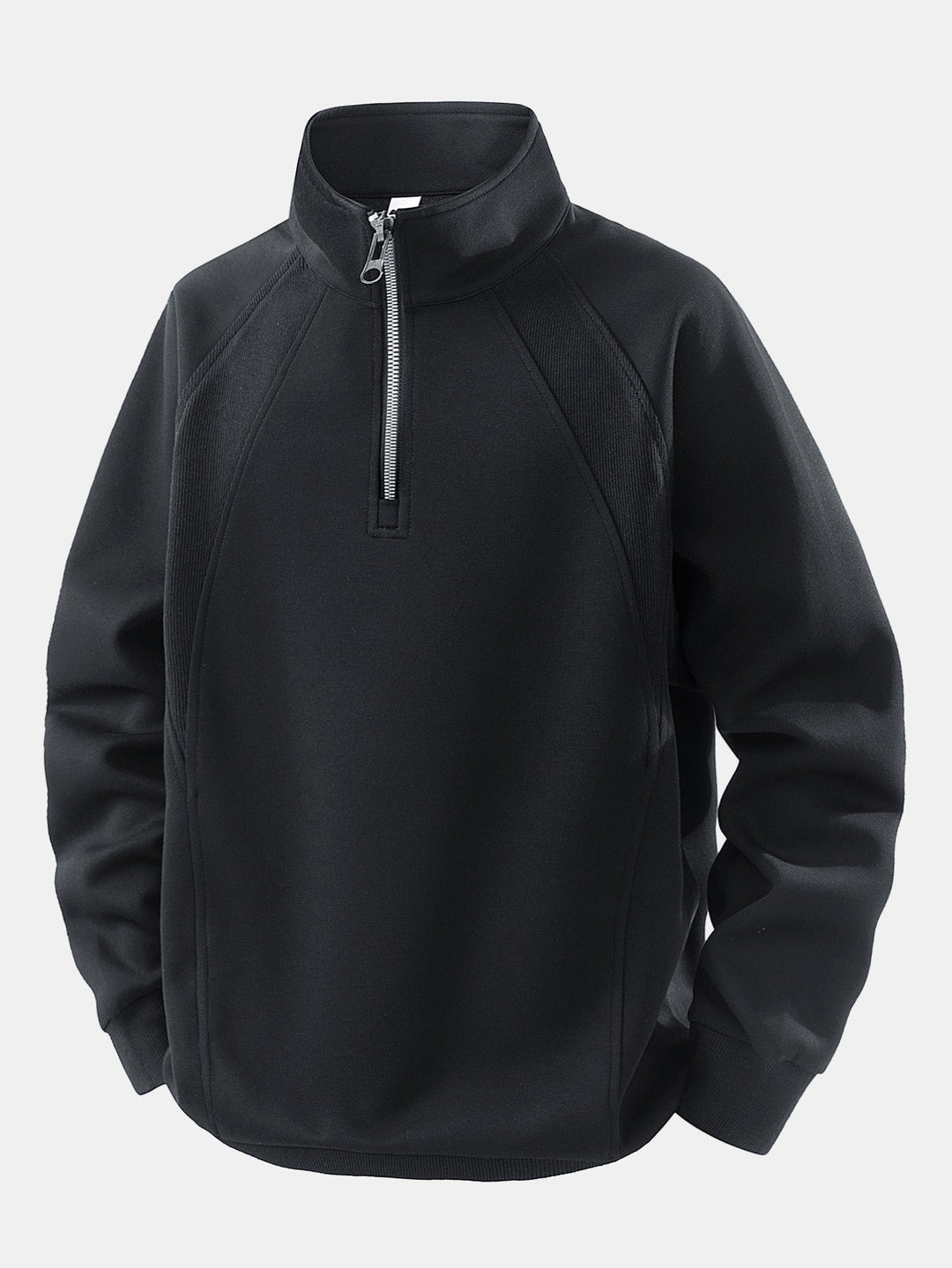 Heren Katoen Blend Quarter Zip Sweatshirt in zwart, Casual Relaxed Fit