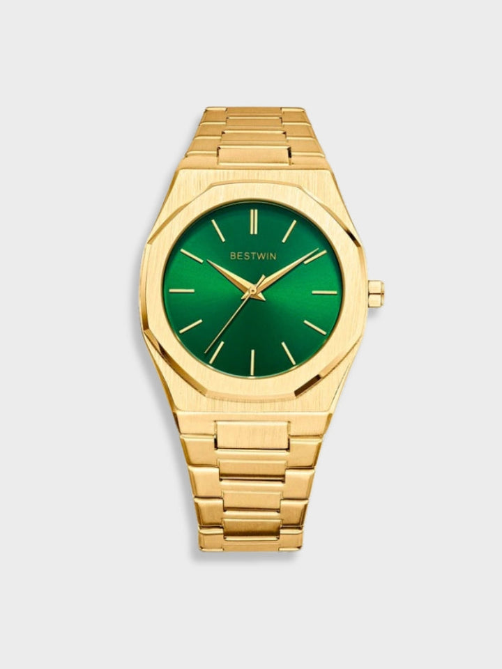 Heren Klassiek Roestvrij Stalen Horloge - Tijdloze Elegantie - Goud-Groen