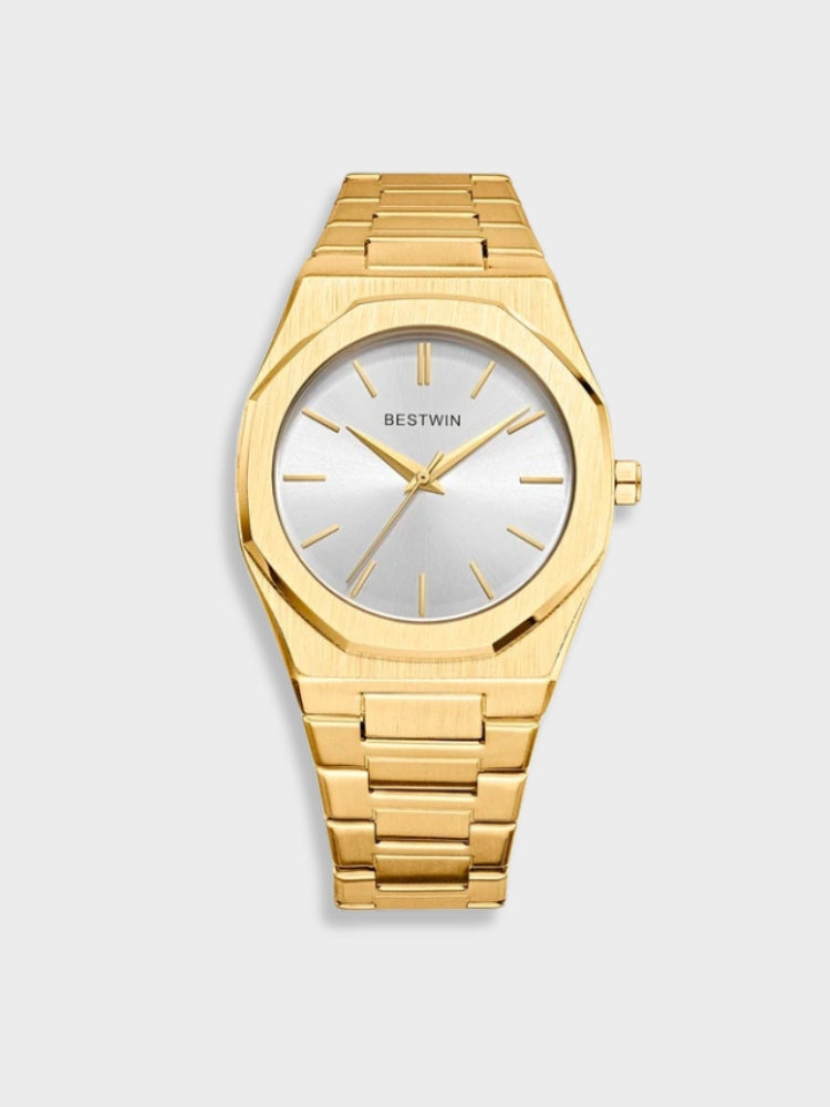Heren Klassiek Roestvrij Stalen Horloge - Tijdloze Elegantie - Goud-Zilver