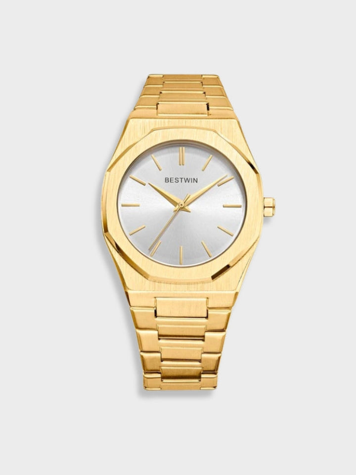 Heren Klassiek Roestvrij Stalen Horloge - Tijdloze Elegantie - Goud-Zilver