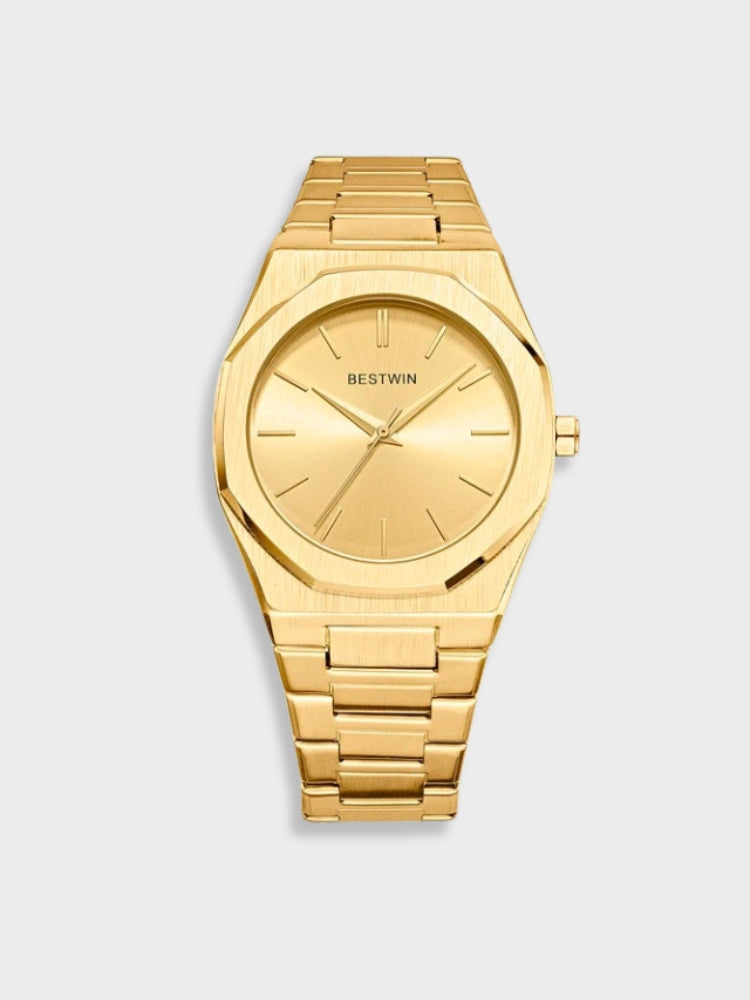 Heren Klassiek Roestvrij Stalen Horloge - Tijdloze Elegantie - Goud