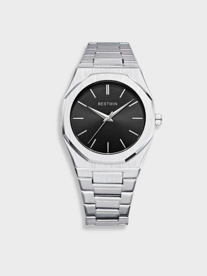 Heren Klassiek Roestvrij Stalen Horloge - Tijdloze Elegantie - Zilver-Zwart