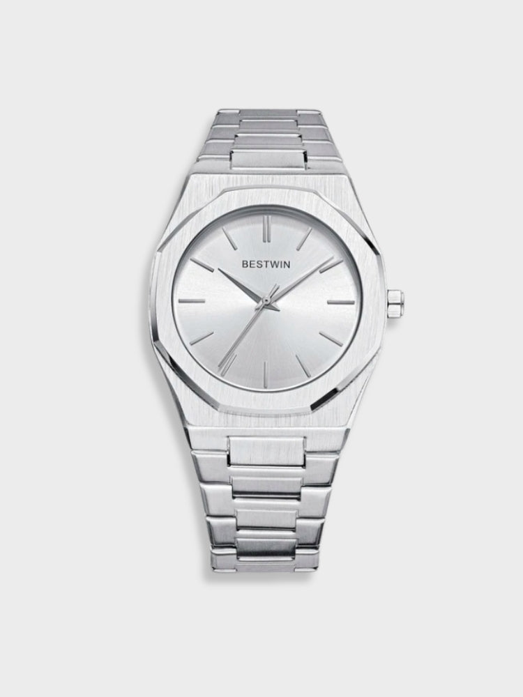 Heren Klassiek Roestvrij Stalen Horloge - Tijdloze Elegantie - Zilver
