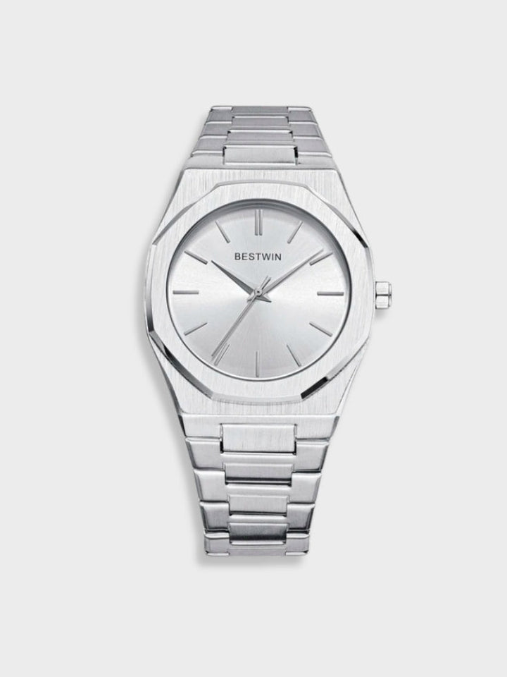 Heren Klassiek Roestvrij Stalen Horloge - Tijdloze Elegantie - Zilver