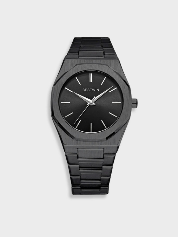 Heren Klassiek Roestvrij Stalen Horloge - Tijdloze Elegantie - Zwart-Zilver