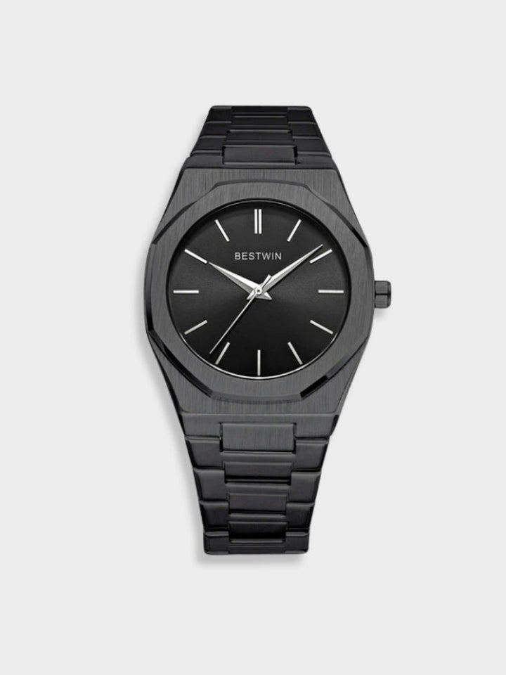 Heren Klassiek Roestvrij Stalen Horloge - Tijdloze Elegantie - Zwart-Zilver