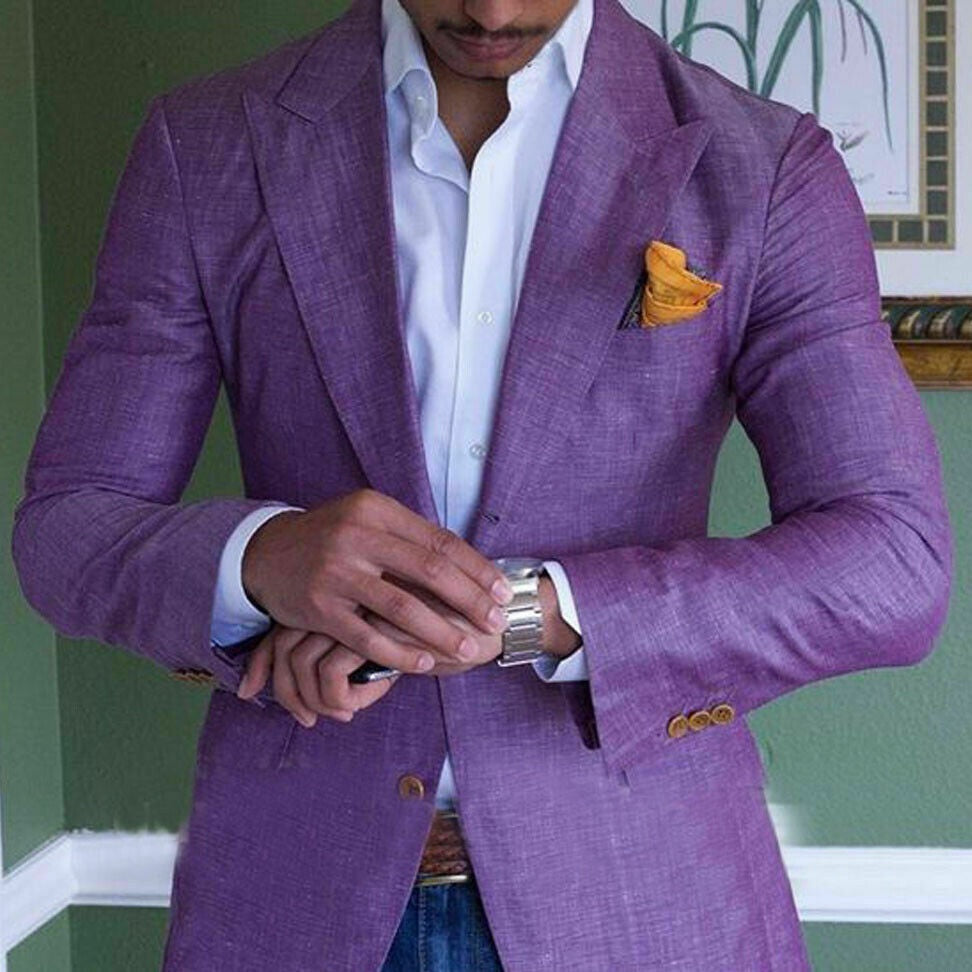 Heren Klassieke Blazer - Tijdloze Stijl & Comfortabele Fit - Paars
