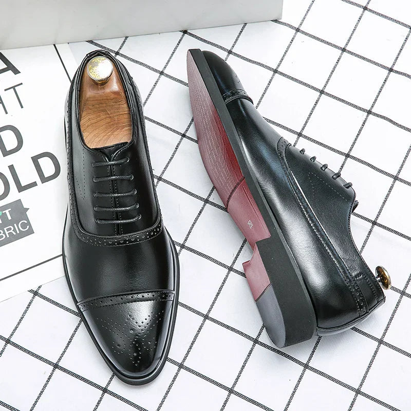 Heren Klassieke Oxford Schoenen - Elegante Leren Schoen - Zwart