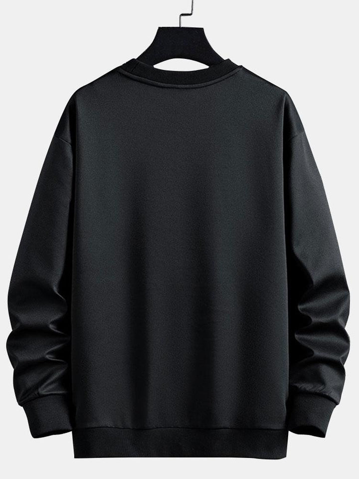 Heren Kleurvlak Crew Neck Sweatshirt - Relaxed Fit Streetwear