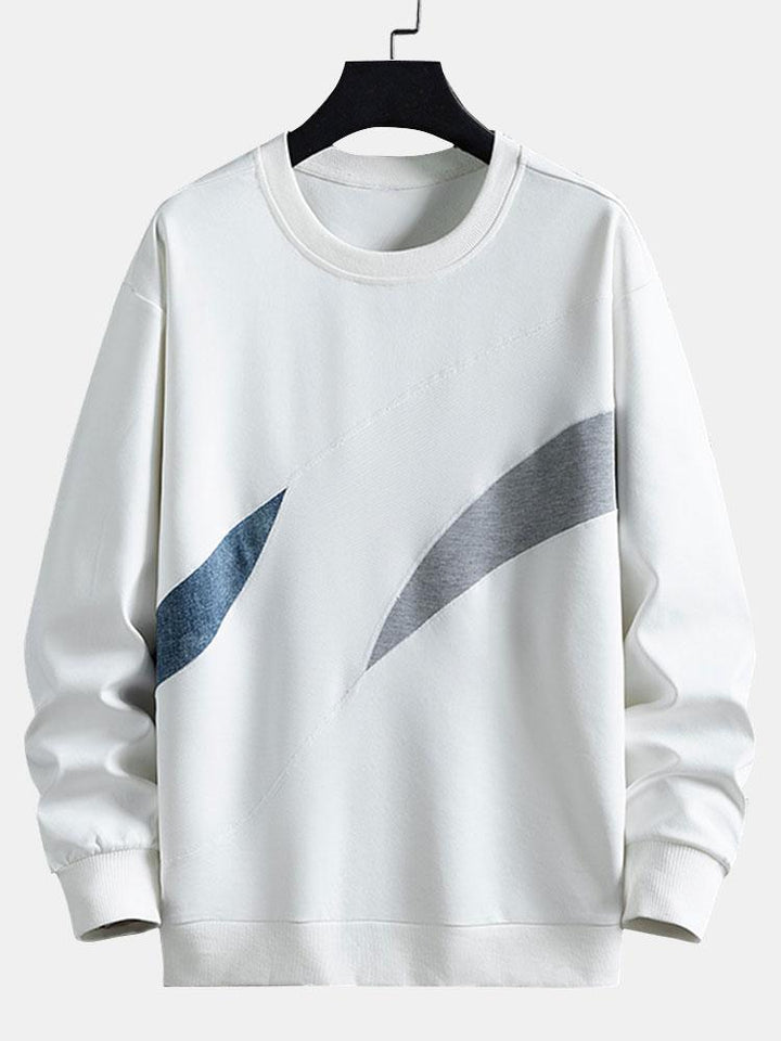 Heren Kleurvlak Crew Neck Sweatshirt in wit, Relaxed Fit Streetwear