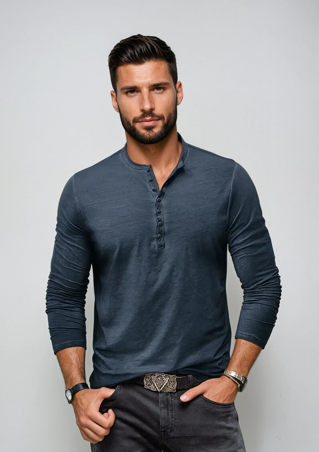 Heren lange mouwen overhemd - klassieke stijl - Blauw