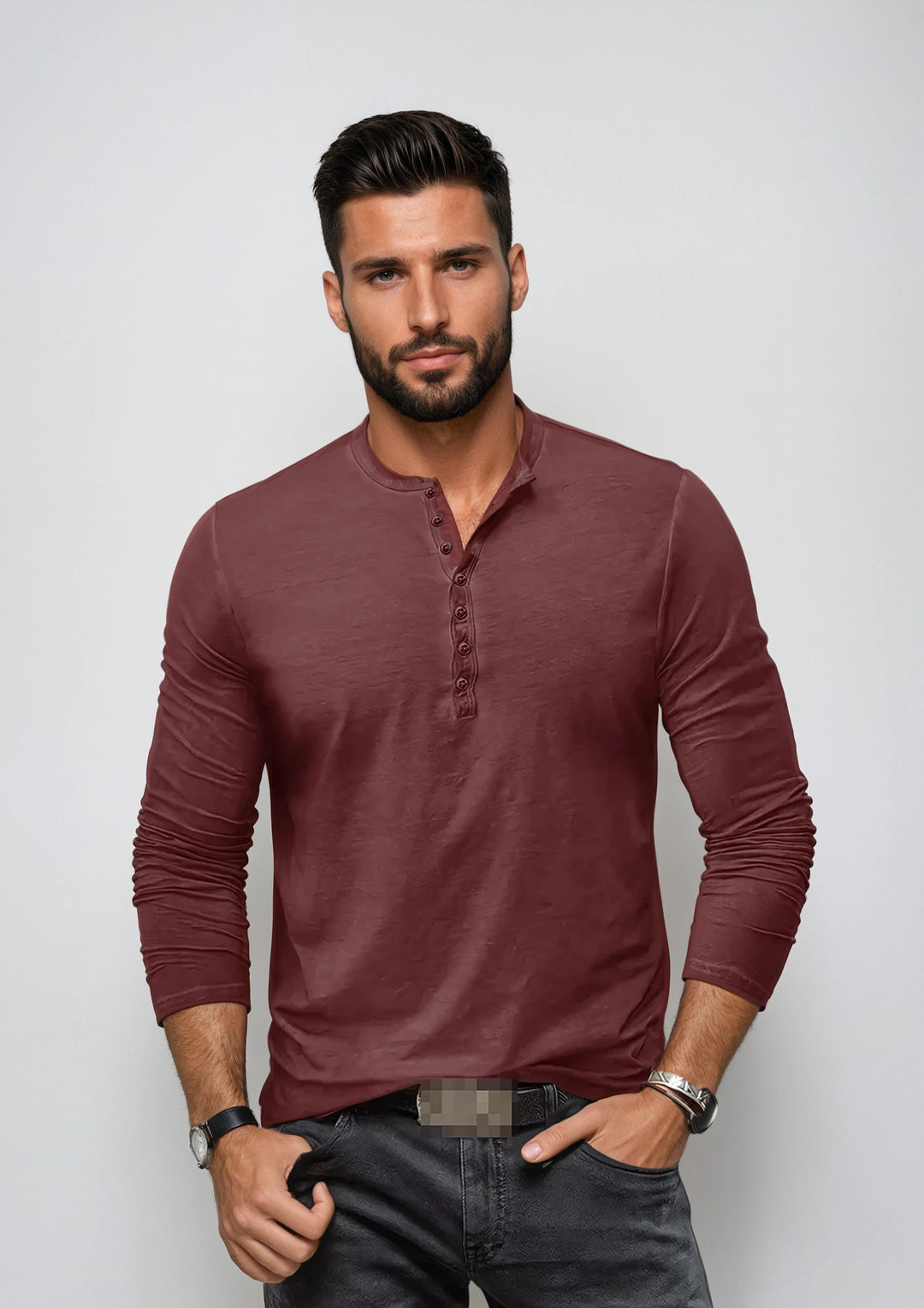 Heren lange mouwen overhemd - klassieke stijl - Rood