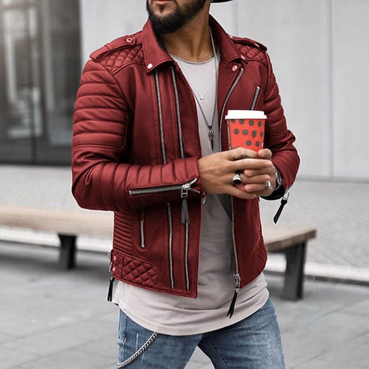 Heren leren jas zwart - klassieke snit met moderne details - Rood