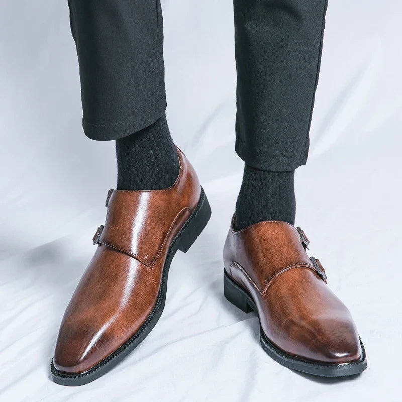 Heren Leren Schoenen Dubbele Monkstrap - Zakelijk Comfort