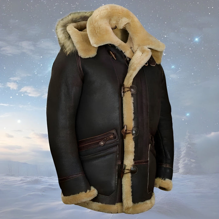 Heren leren winterjas - Klassieke elegantie - Bruin