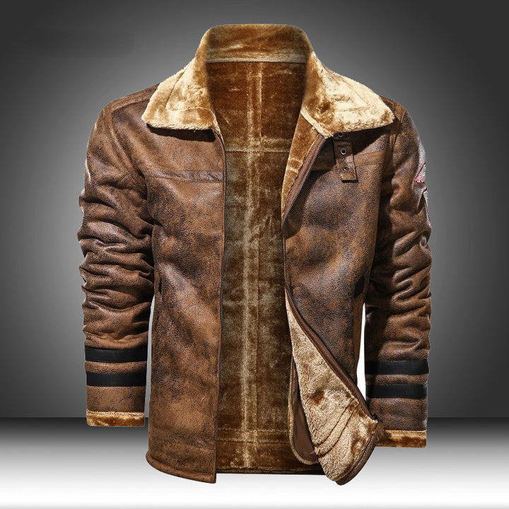 Heren leren winterjas - klassieke stijl en warmte - Bruin