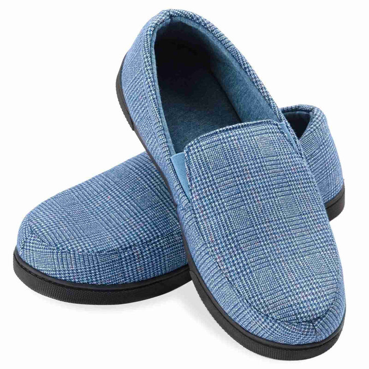 Heren Loafers Geruit - Warme Instappers met Antislip Zool - Blauw