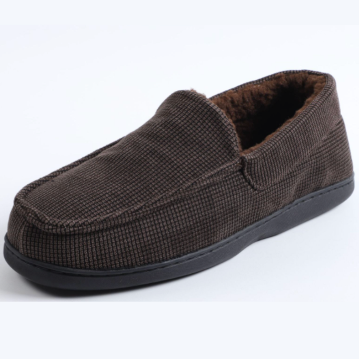 Heren Loafers Geruit - Warme Instappers met Antislip Zool - Koffie