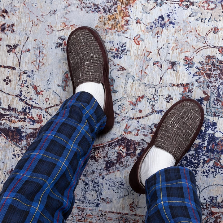 Heren Loafers Geruit - Warme Instappers met Antislip Zool