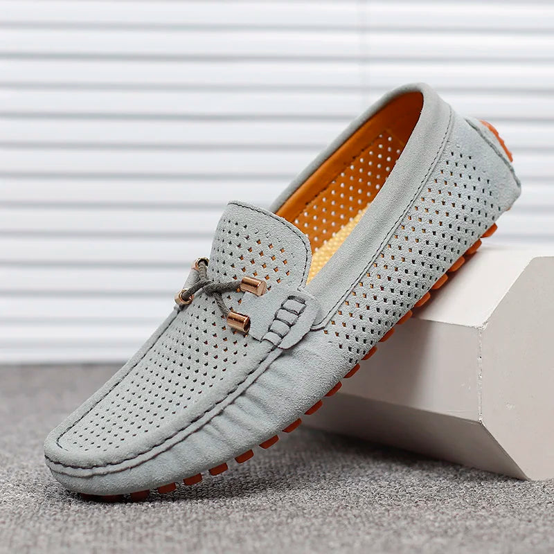 Heren loafers met perforatie - Slip-on design - Grijs