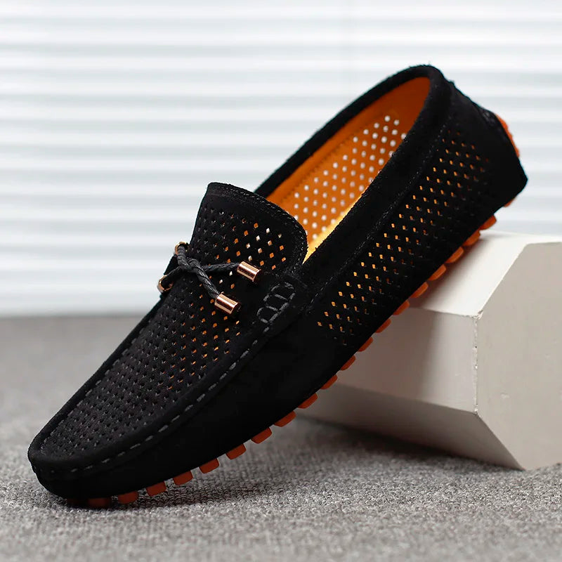 Heren loafers met perforatie - Slip-on design - Zwart