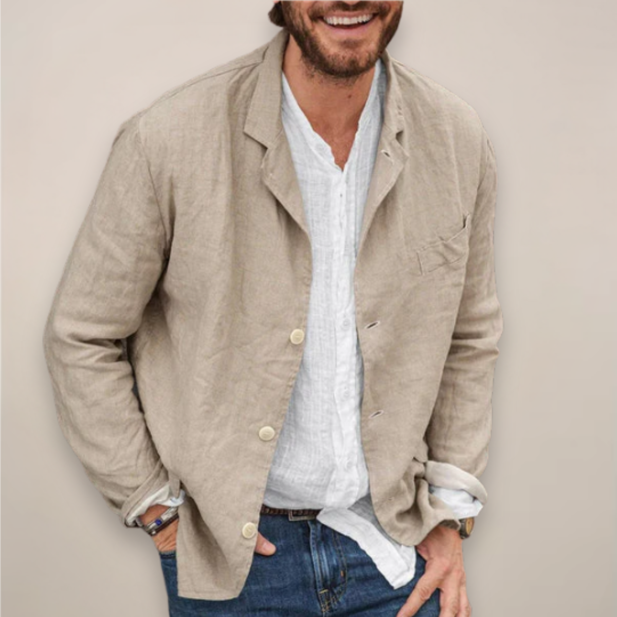 Heren Luchtige Zomerblazers - Ontspannen Elegantie - Khaki
