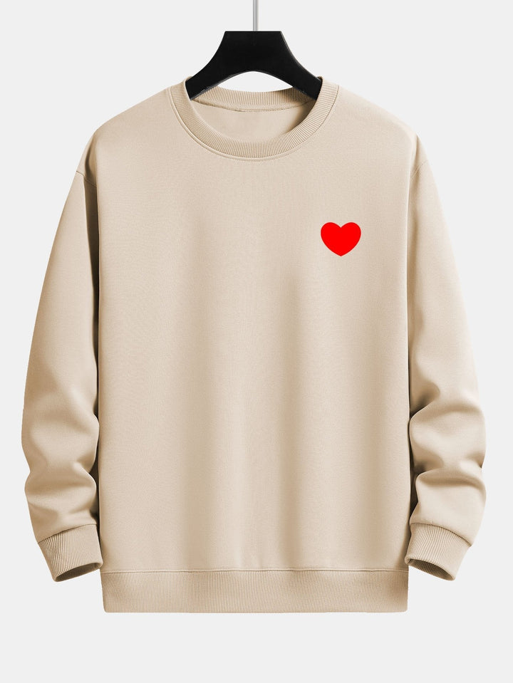 Heren Minimalistisch Hartprint Sweatshirt in beige, Relaxed Fit