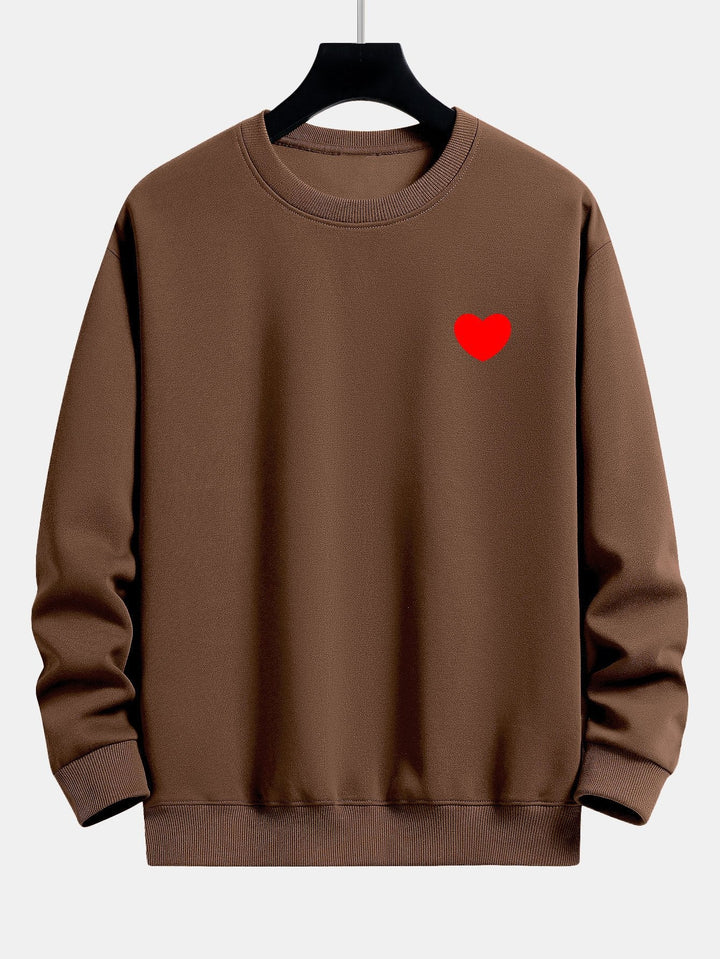 Heren Minimalistisch Hartprint Sweatshirt in bruin, Relaxed Fit